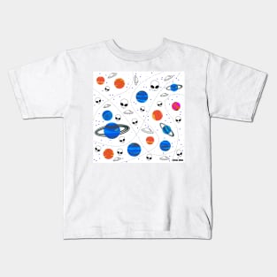 alien and planets halloween art pattern tpween2022 Kids T-Shirt